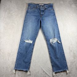 Levis Wedgie Straight Jeans Women’s 25x26 Blue Denim High Rise Button Fly #1331