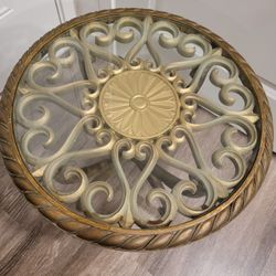 Vintage MCM 1960s RARE Burwood Syroco Scroll Table Glass Top 