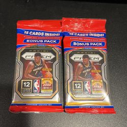 2 x 2020 Panini Prizm NBA Basketball  Cello Multi Pack (3-Red White & Blue cards)