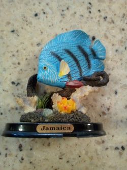 Vintage tropical fish Jamaican souvenir/ collectible hardened plastic figurine/4.5 inches high