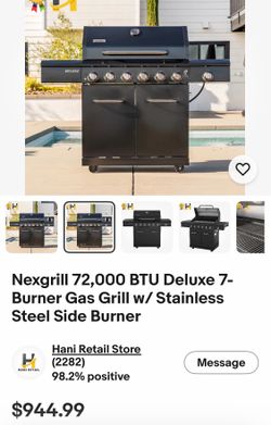BRAND NEW ASSAMBLED BBQ GRILL WITH SMALL DENT ON SHELVE