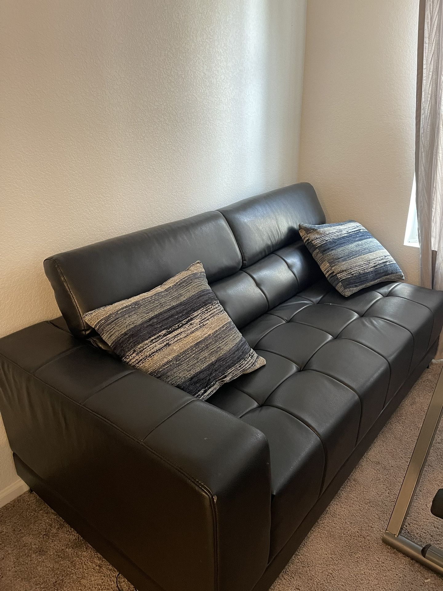 Black Leather Couch Sectional 
