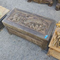 Old Antique Chinese Trunk Hand Carved