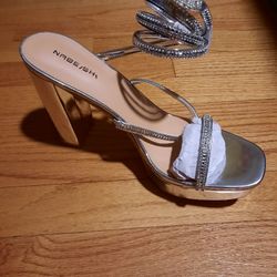 Silver Platformer Open Heels