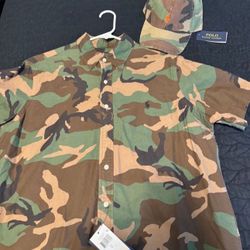 Ralph Lauren Camouflage Shirt/hat Set (Price Is Firm) BRAND NEW