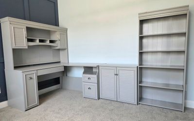 Office Desk with Hutch, Storage Cabinet and A Bookshelf