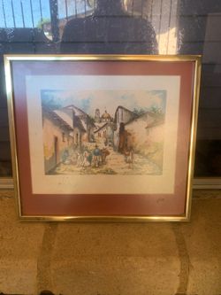 Mexican or Latin American street scene painting