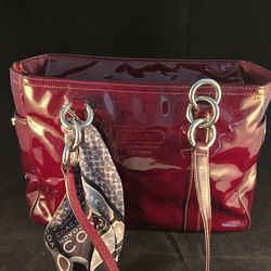 Coach Red Leather Hand Bag