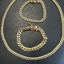 Gold Cubans Chains And Bracelets