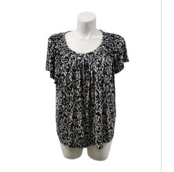 Style & Co. Size 2X Black White Abstract Blouse