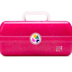 New Caboodles On-The-Go Makeup Box Cosmetic Case (Deep Pink Sparkle)