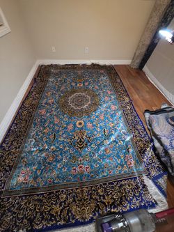 NEW Authentic Turkish Silk Rug Turquoise