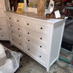 White Solid Wood 10 Drawer Dresser - New Traditions