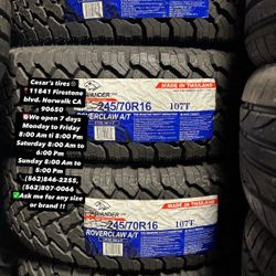 245/70R16 ATLANDER AT A SET OF FOUR NEW TIRES, INCLUDES MOUNTING AND BALANCING WITH WARRANTY, ASK  ME FOR ANY SIZE OR BRAND, WE HAVE THE BEST PRICES!!