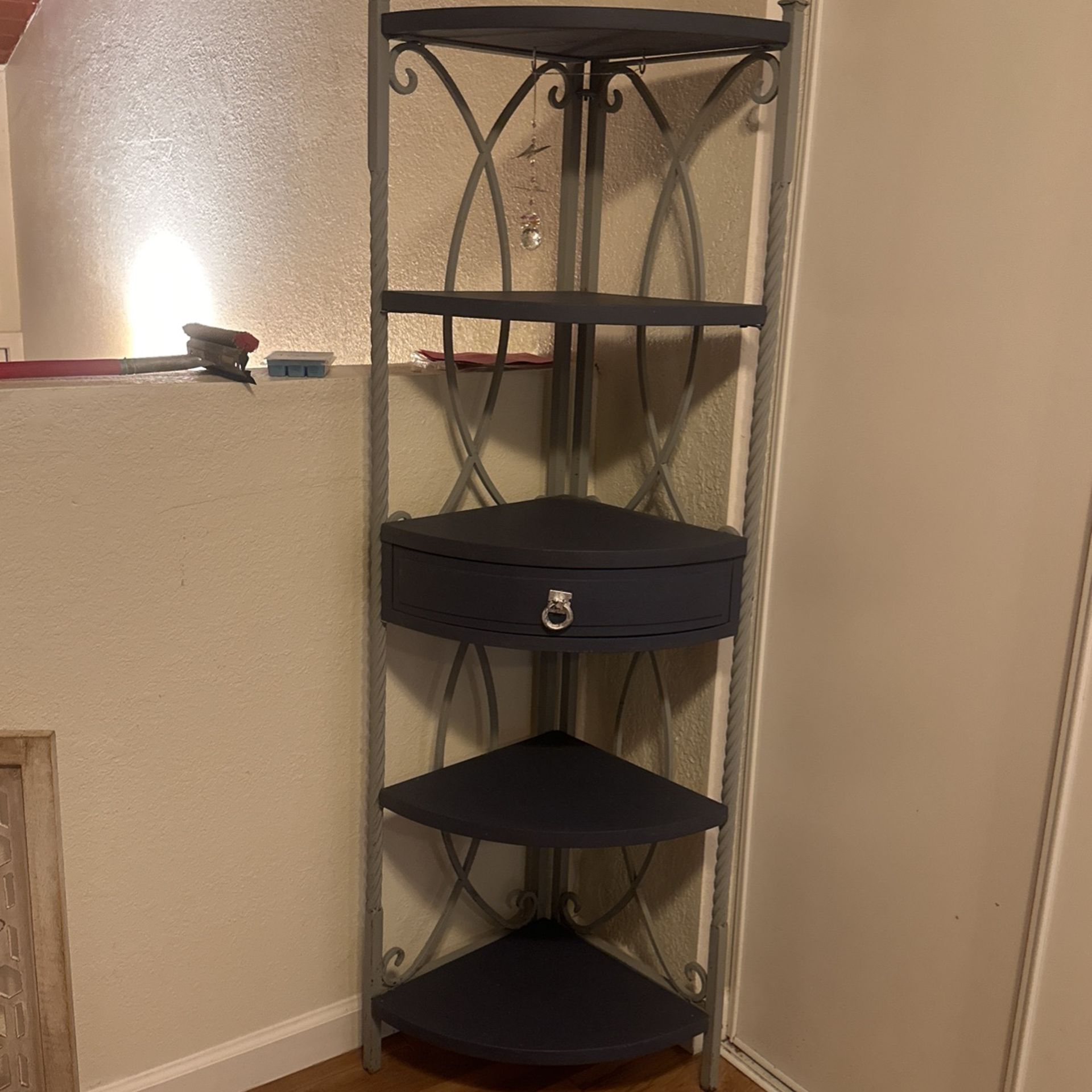 Blue And Gray 5 Level Corner Shelf