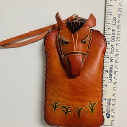  New Handmade Orange Leather Horse Handbag
