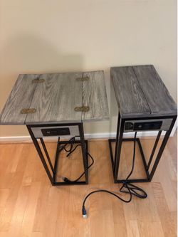 2 Extendable End/Nightstand Tables With Charging Station