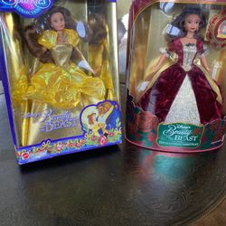 Two Beauty And The Beast Belle Barbie 1994 Special Sparkle Collection & 1997 Holiday Princes The Enchanted Christmas 