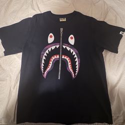  BAPE Color Camo Silver Zip Shark Tee