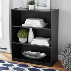 Mainstays 31" 3-Shelf Bookcase with Adjustable Shelves, True Black Oak New InBox