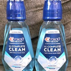 (2) Crest Mouthwash, Pro-Health Mouthwash, Alcohol Free, Clean Mint, 500mL (16.9 fl oz) each