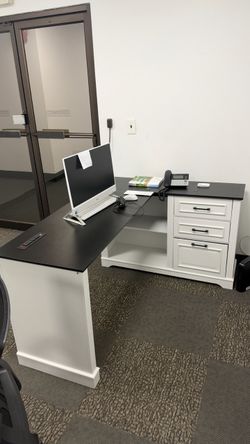 Farmhouse 61" Executive L Shaped Desk with Drawers for Home Office