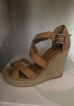 Beige wedge sandals