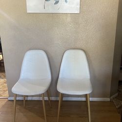 Set of 2 Dining Chair/ Wood Grain Metal Legs