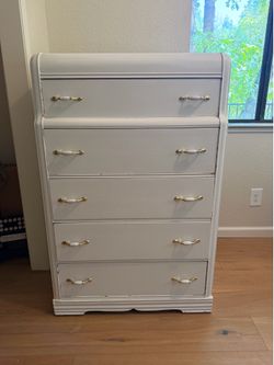 Vintage 5 drawer waterfall dresser