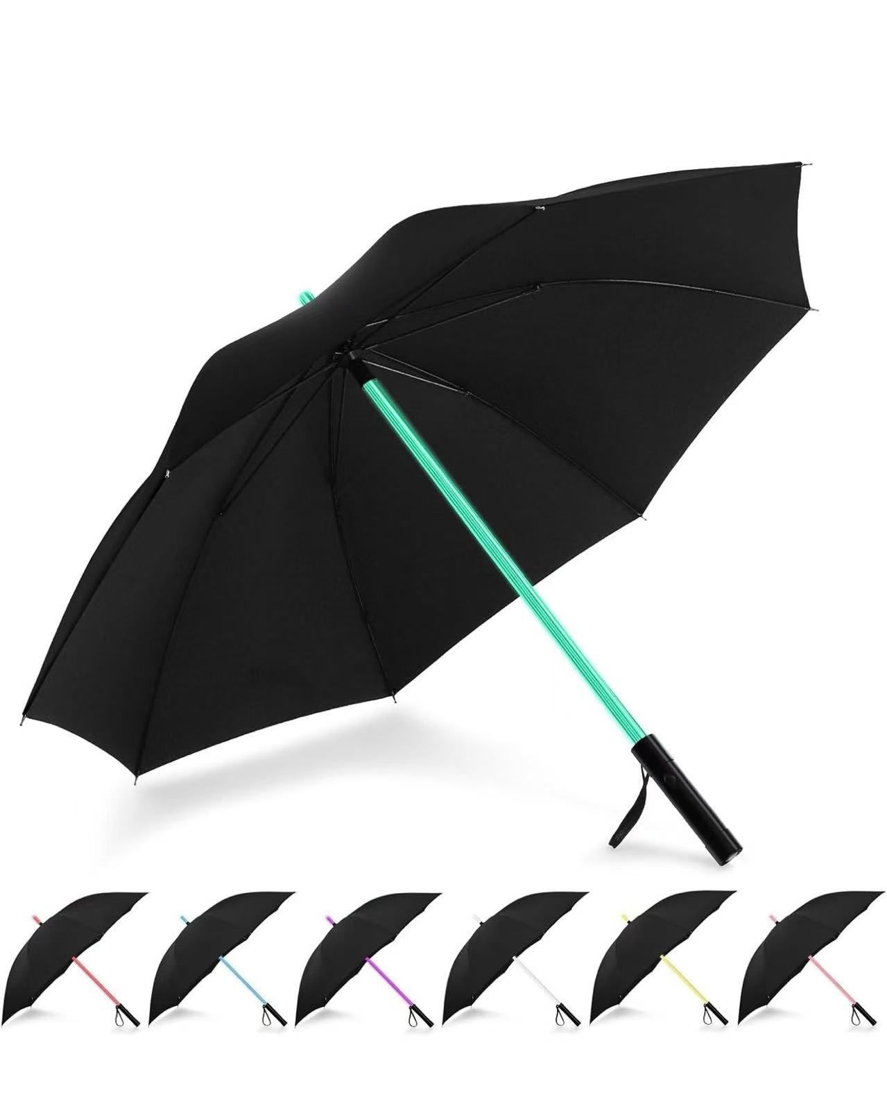 BESTKEE Lightsaber Umbrella LED Light up Golf Umbrellas with 7 Color Changing On The Shaft/Built in Torch at Bottom