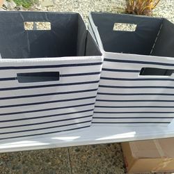 White With Blue Stripe Fabric Cubes 13 Inch X 2