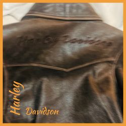 Women’s Brown Leather Harley Davidson Coat 