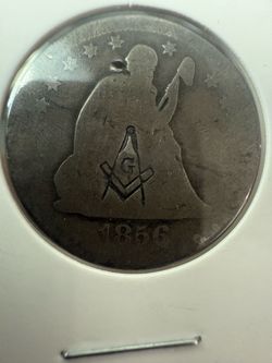 1856 Seated Liberty Quarter with Masonic Engraving