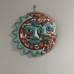 Hand-Painted Sun & Moon Wall Art – Colorful Artisan Decor