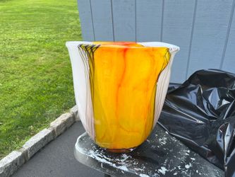 Hand-blown Danube art glass vase