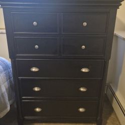 BLACK BEDROOM DRESSER + NIGHTSTAND SET