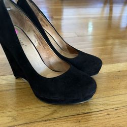 Matisse Monet  Platform High heel Suede Wedge  Women’s Shoes Black Size 7 M