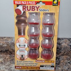 RUBY Sliders 8-Pack One Size Fits Most Clear Plastic Table Chair Leg Caps