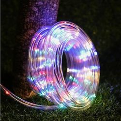 32.8 ft Solar-Powered Outdoor String Light Tube Design Outdoor String Lights for Pool Wedding Christmas Yard Pathway Decoration (Colorful Light)