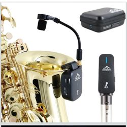 EASTROCK Saxophone Wireless System,Coverage to 130 ft/40 m,2.4 GHz Sax Microphone Wireless Receiver Transmitter Charging Case,Suitable for Recording/M