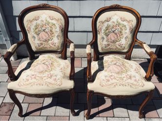 Vintage French Louis XV Floral Tapestry Chair Chateau Dax Italian made