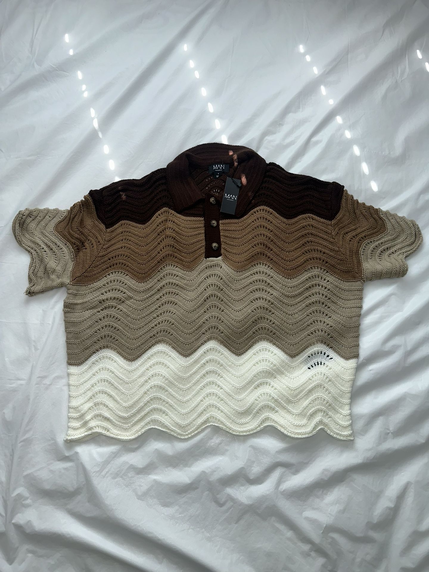 Oversized Boxy Ombre Crotchet Polo