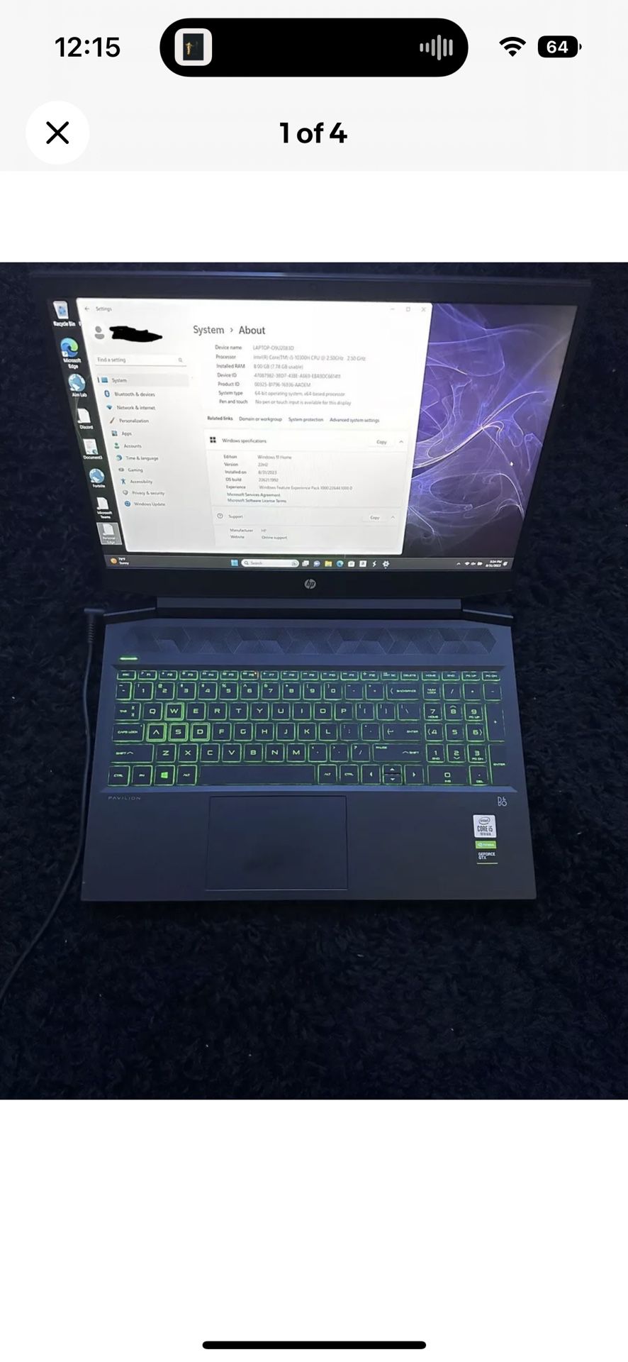 HP Pavilion Gaming Laptop Dm For Details