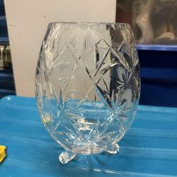 Vintage West Germany Lead Crystal Footed Vase Cut Glass Design