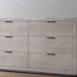 RESTORATION HARDWARE CLIO SHAGREEN WIDE DRESSER BRASSER