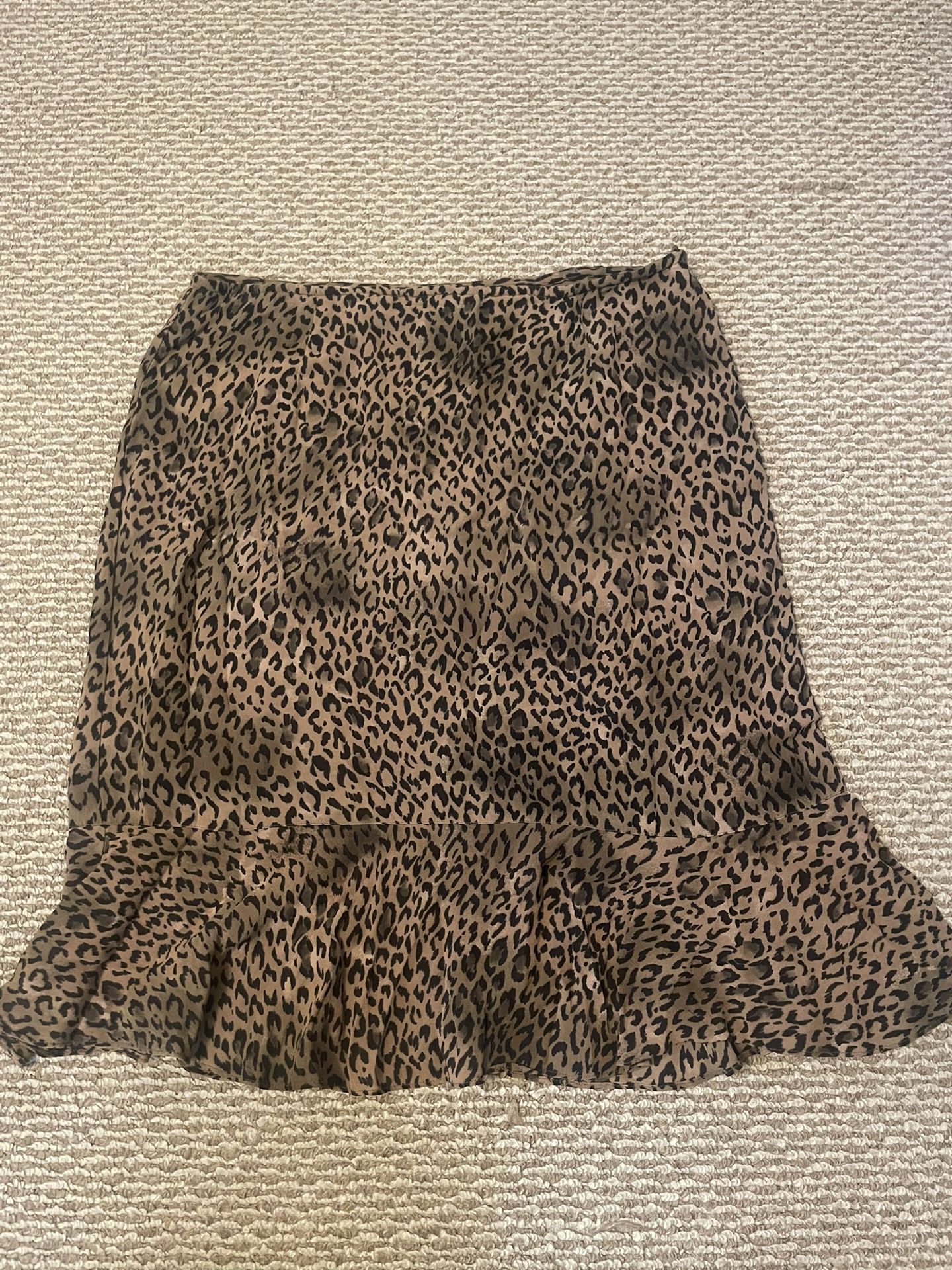 Vintage Leopard Print Midi Skirt