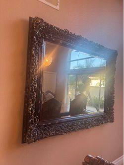 Big Mirror with cherry brown frame 62 by 48 inches