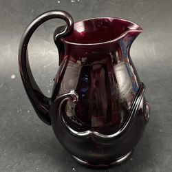 Beautiful Vintage Hand Blown Amethyst Glass Pitcher 