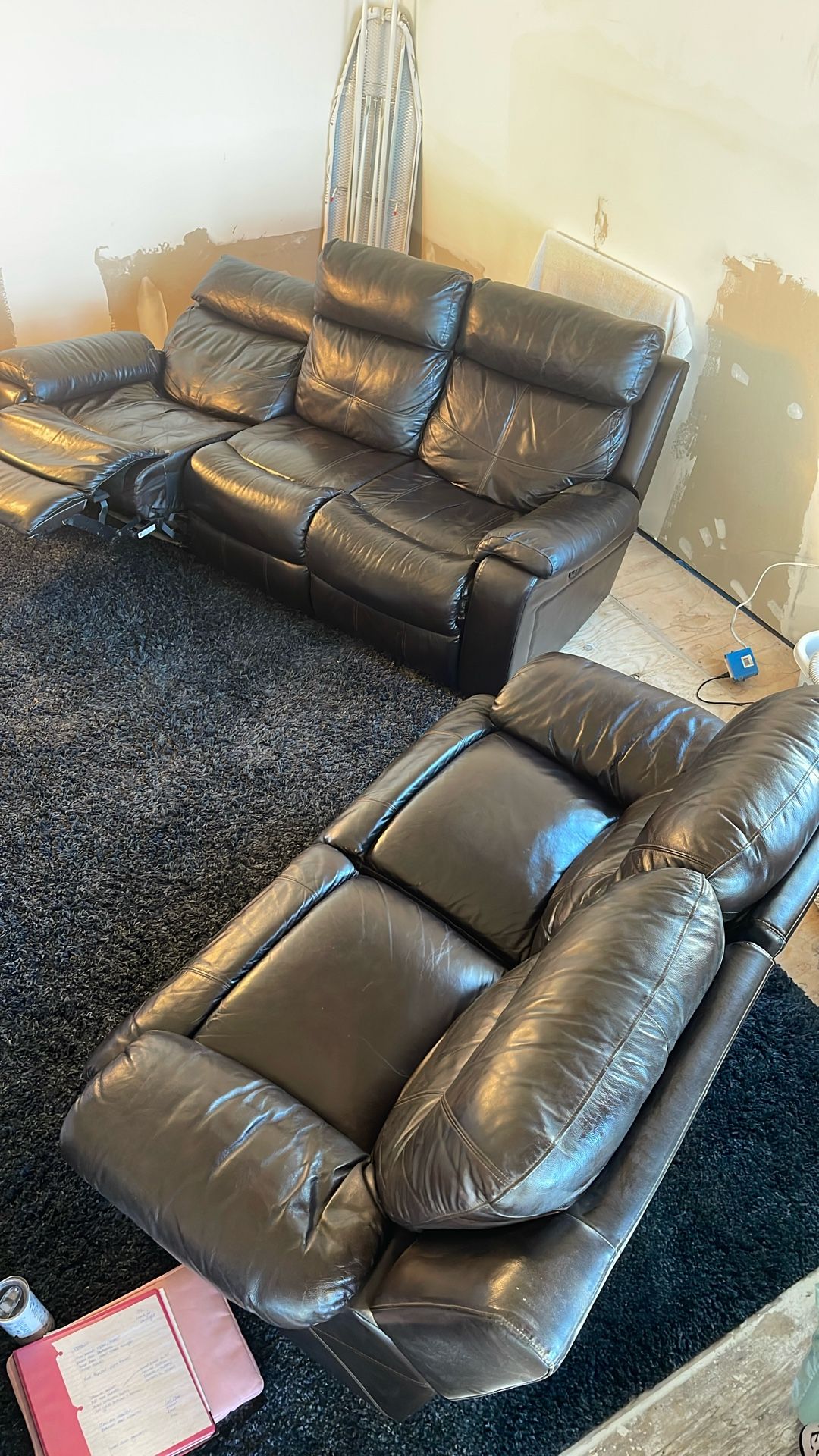 2 Leather Power Reclining Couches