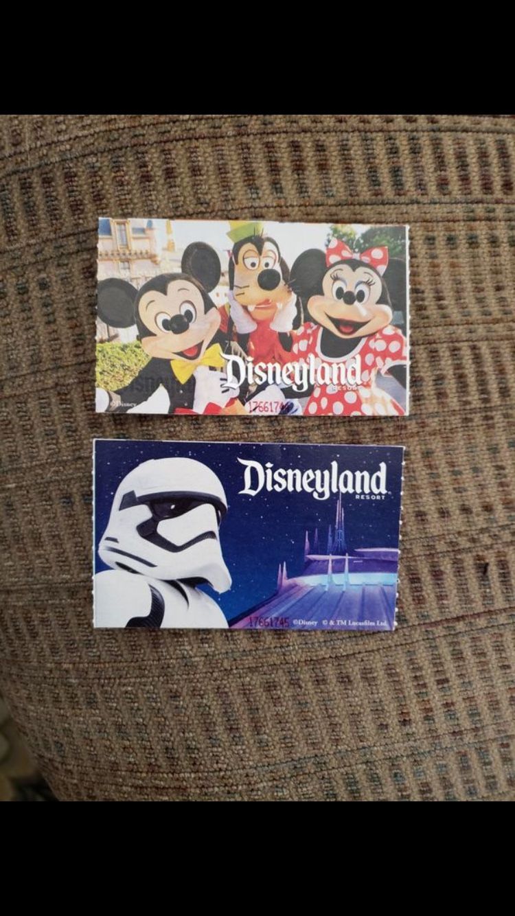 🎢🍿🥤🥨DISNEYLAND ONE ☝️ DAY ONE ☝️ PARK PEAK PEAK TICKETS (2) 🎟🎟🍭🍨🍧🍦 $250 FOR THE PAIR 🍭🍭FIRM